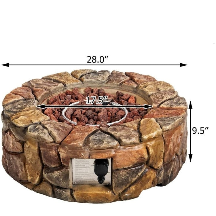 40,000 BTU Outdoor Circle Stone Gas Propane Fire Pit-3