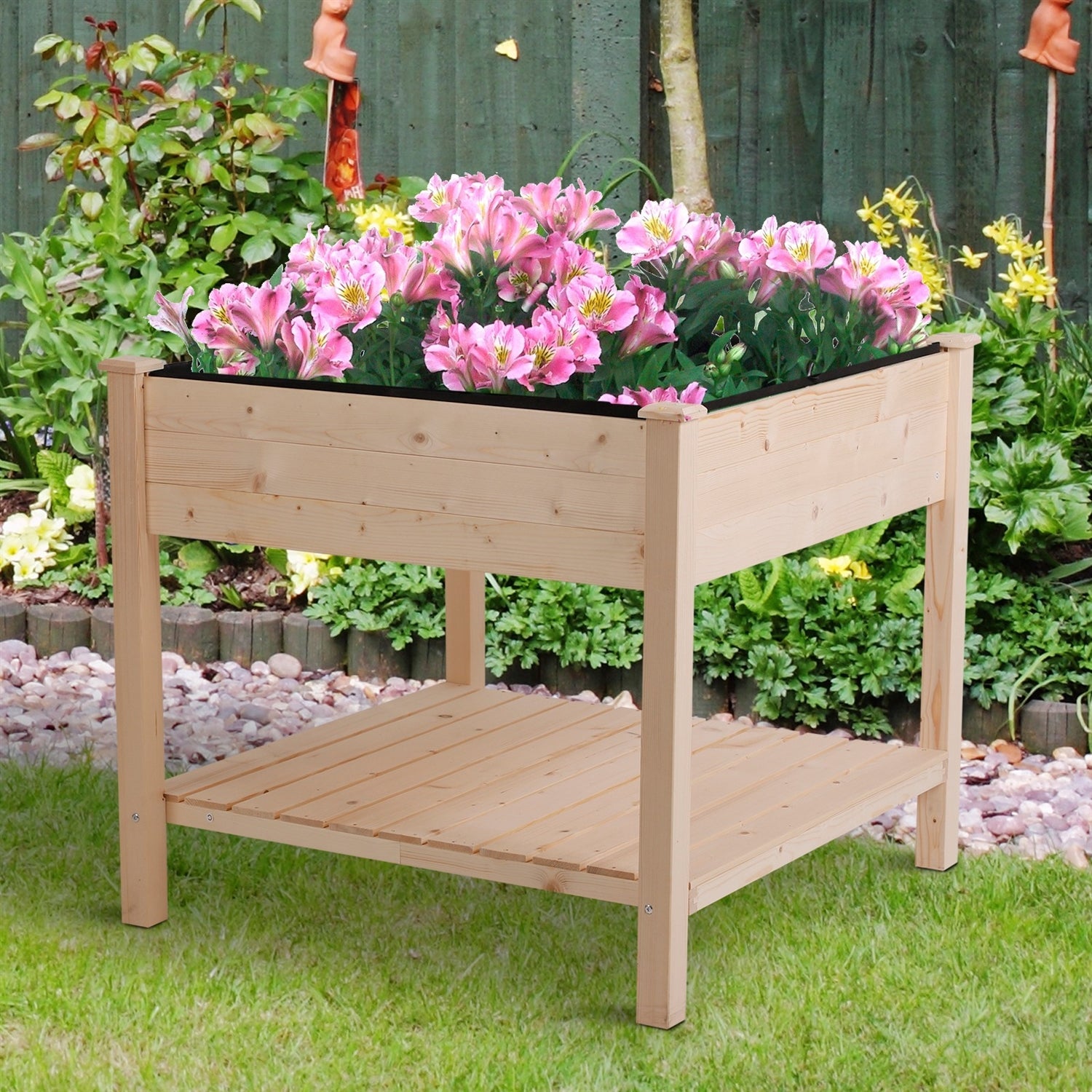 FarmHome Square Fir Wooden Raised Garden Planter Box-4