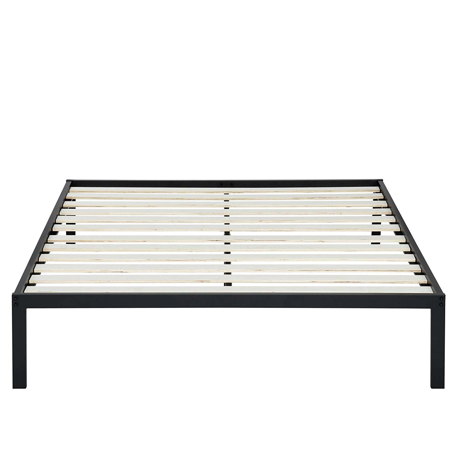 Queen size Steel Metal Platform Bed Frame with Wood Slats-1