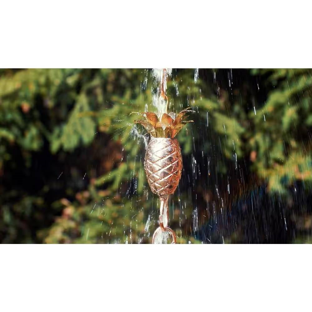 8.5 Ft. Copper Pineapple Rain Chain Gutter Downspout - Basin Not Included-1