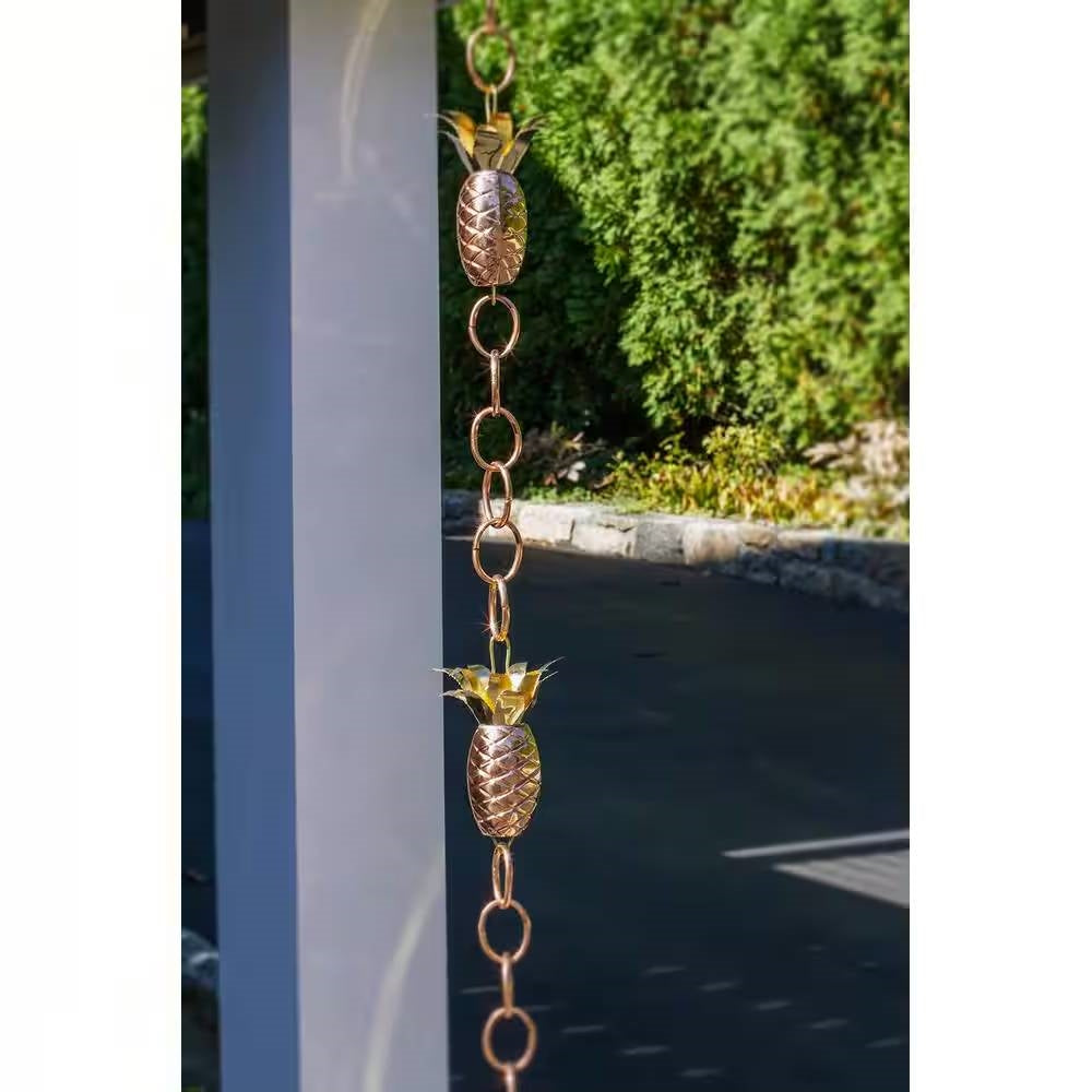 8.5 Ft. Copper Pineapple Rain Chain Gutter Downspout - Basin Not Included-2