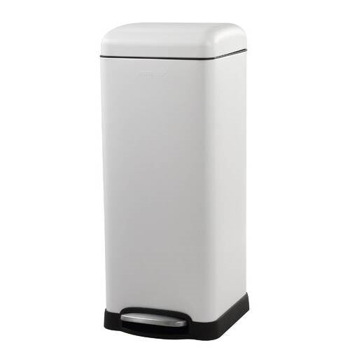 8-Gallon Retro Stainless Steel Step-On Trash Can in White Finish-0