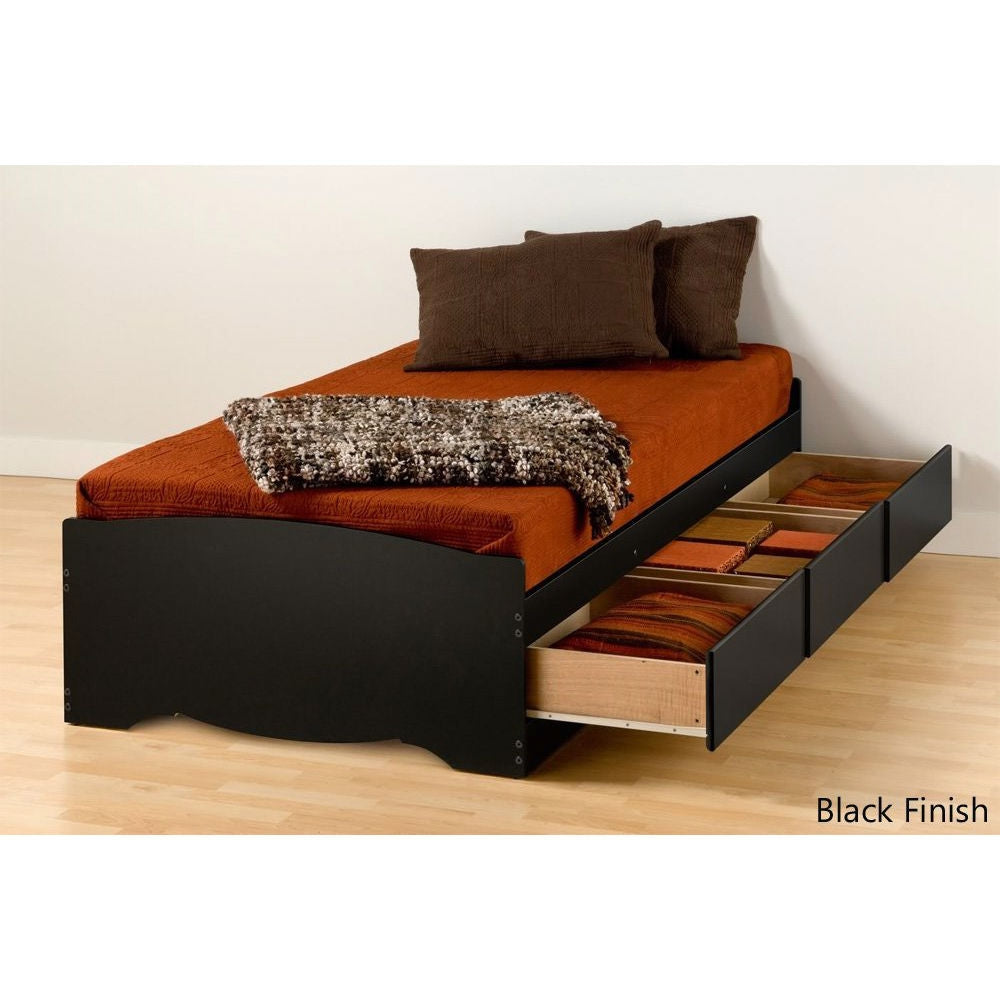 Twin XL Platform Bed Frame with 3 Storage Drawers in Black-0