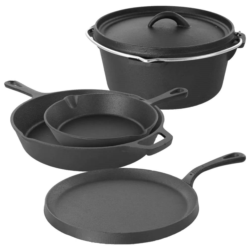 5-Piece Cast Iron Cookware Set with Dutch Oven Griddle and 2 Skillets-0