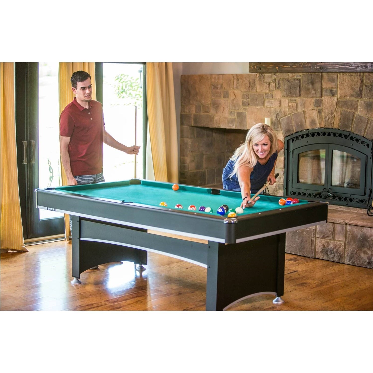 7-Foot 2-in-1 Conversion top Pool Table Ping Pong Table Set-4