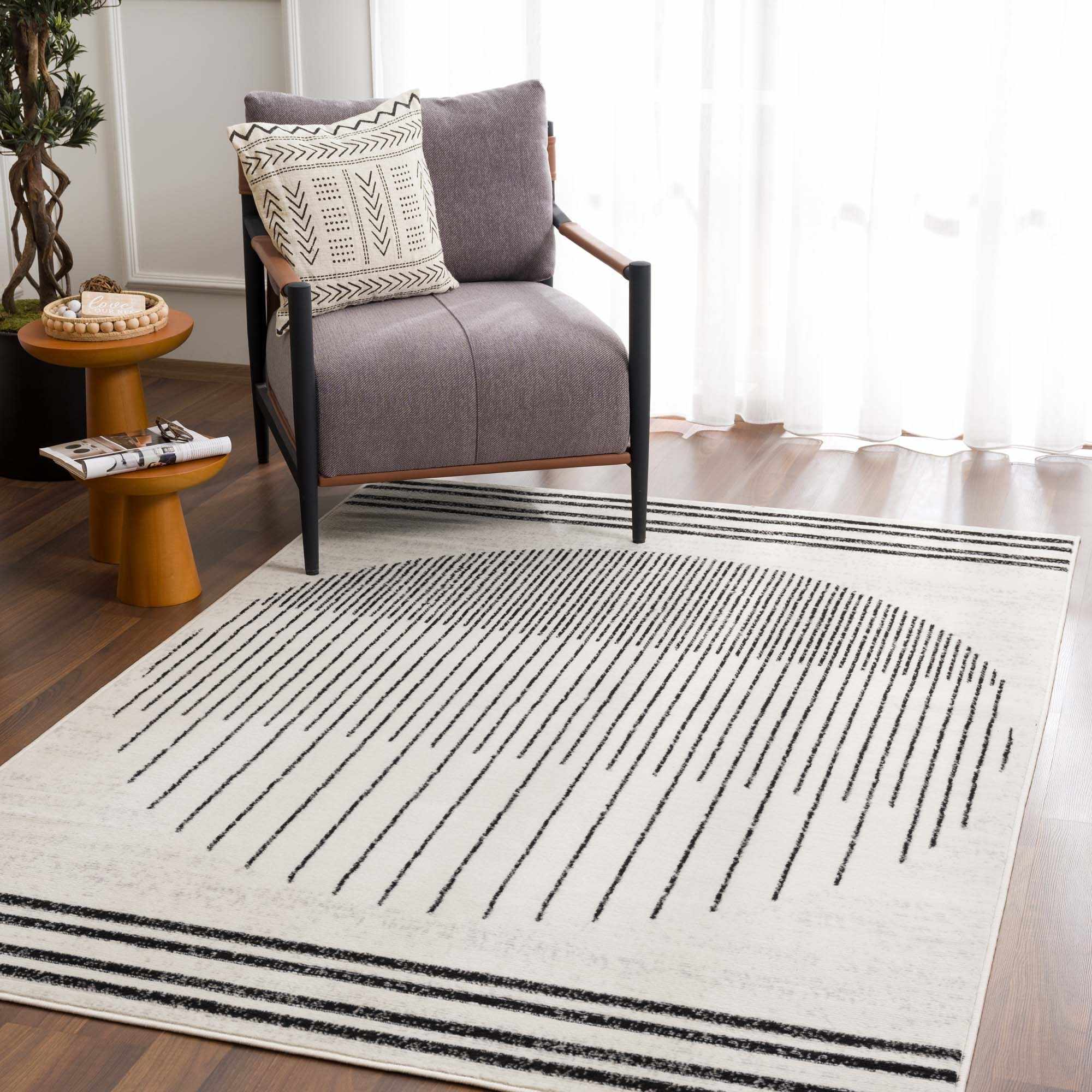 Angus Abstract Black and White Area Rug
