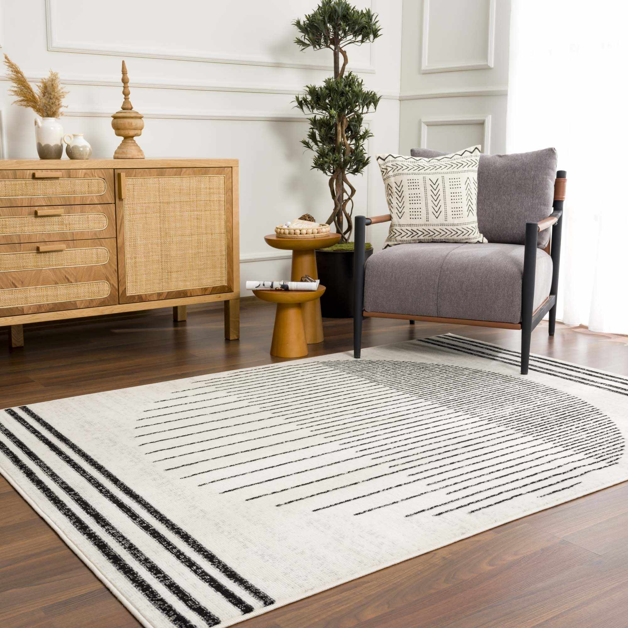 Angus Black&White Geometric Area Rug-9