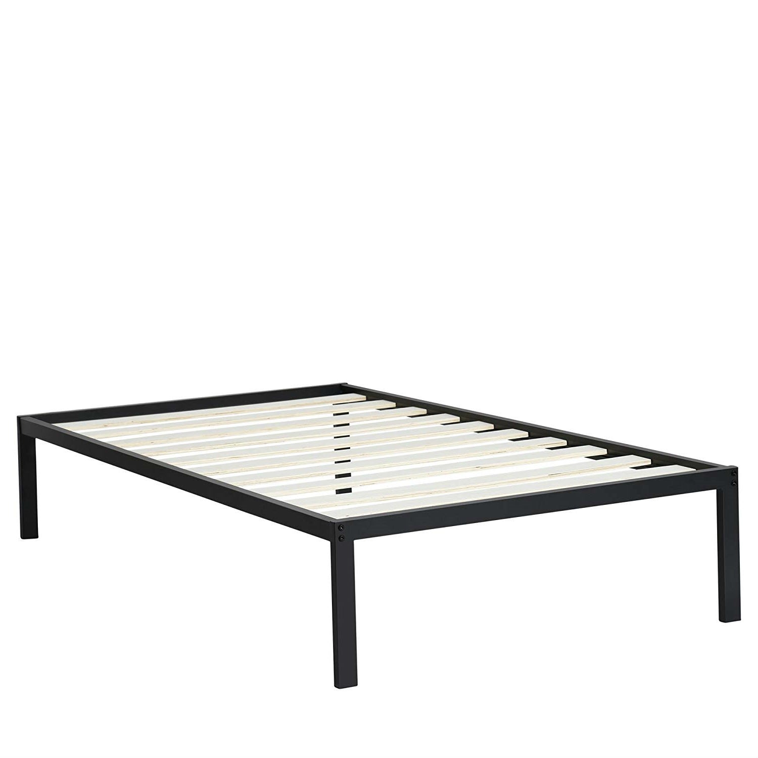 Twin Size Heavy Duty Metal Platform Bed Frame with Wooden Slats-1