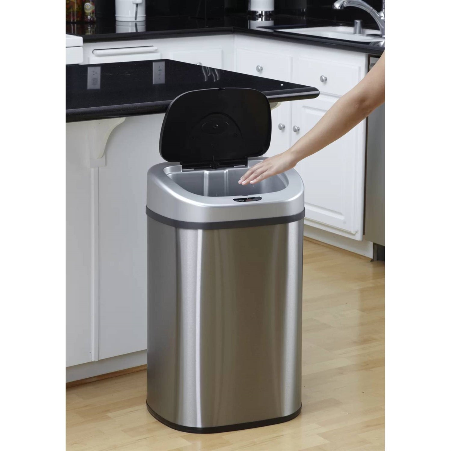 Stainless Steel 21-Gallon Kitchen Trash Can with Motion Sensor Lid-4