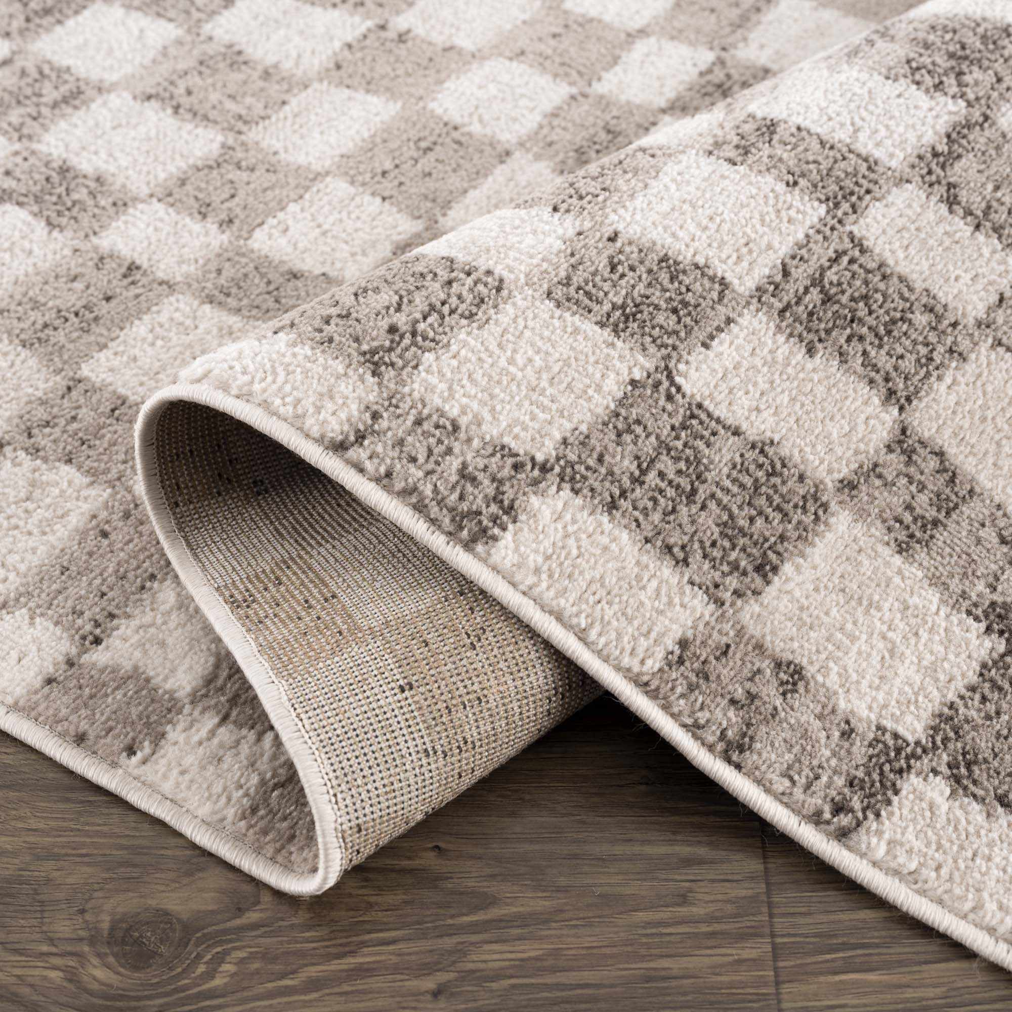 Benjy Beige Checkered Area Rug