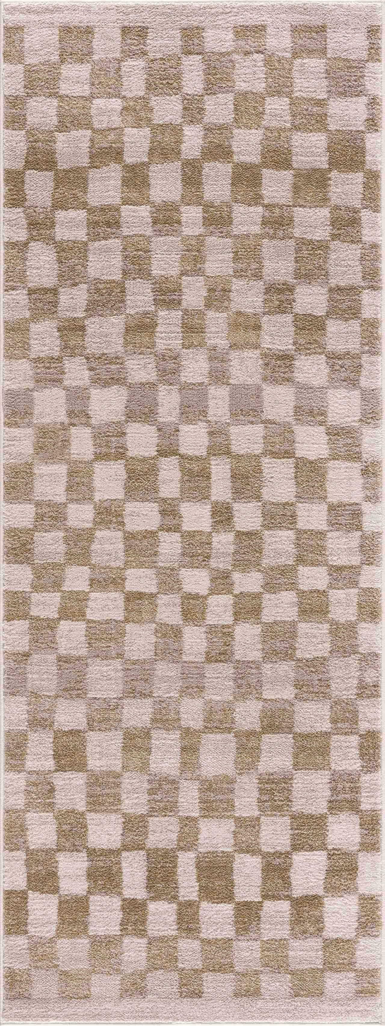 Benjy Cream & Gold Checkered Area Rug