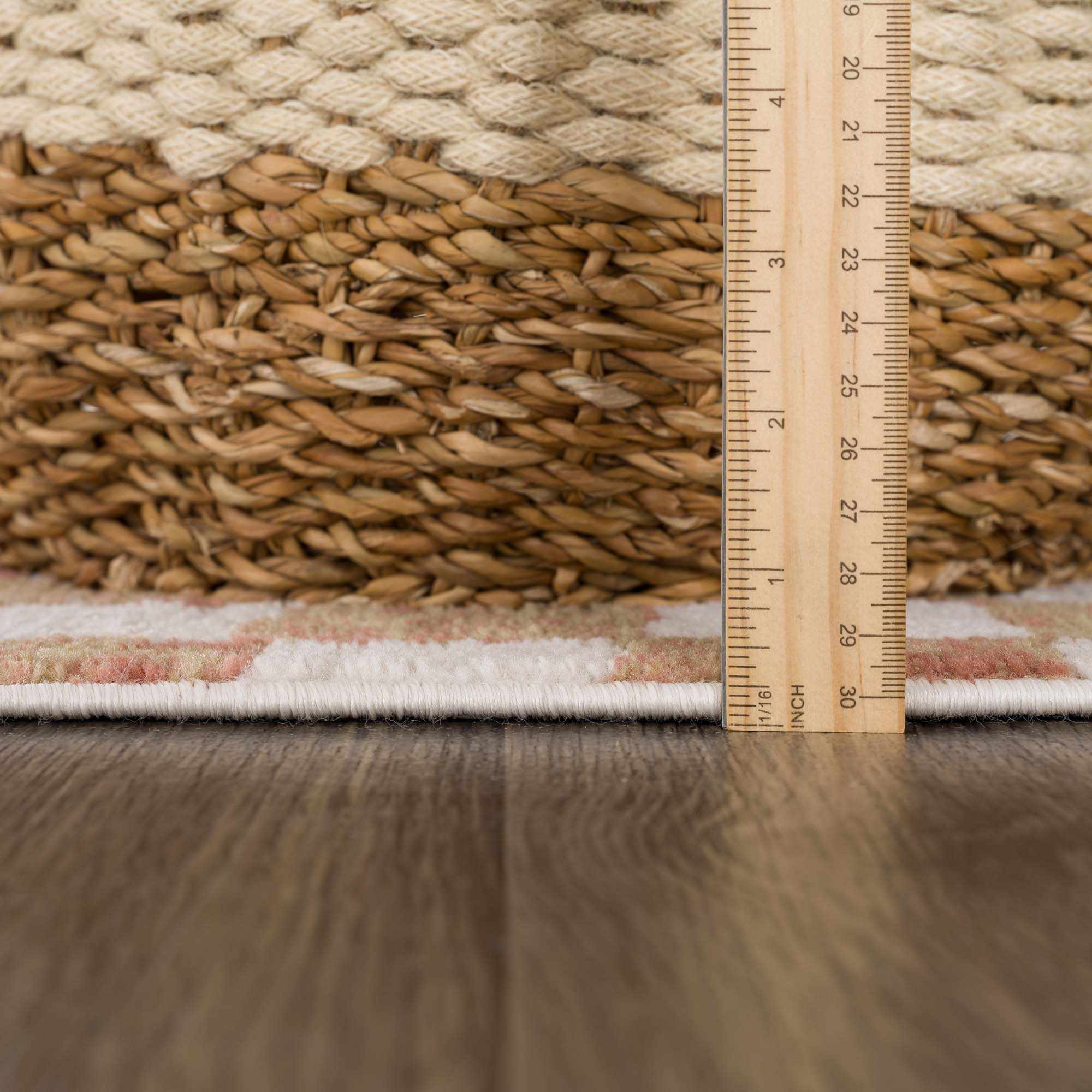 Benjy Cream & Salmon Checkered Area Rug