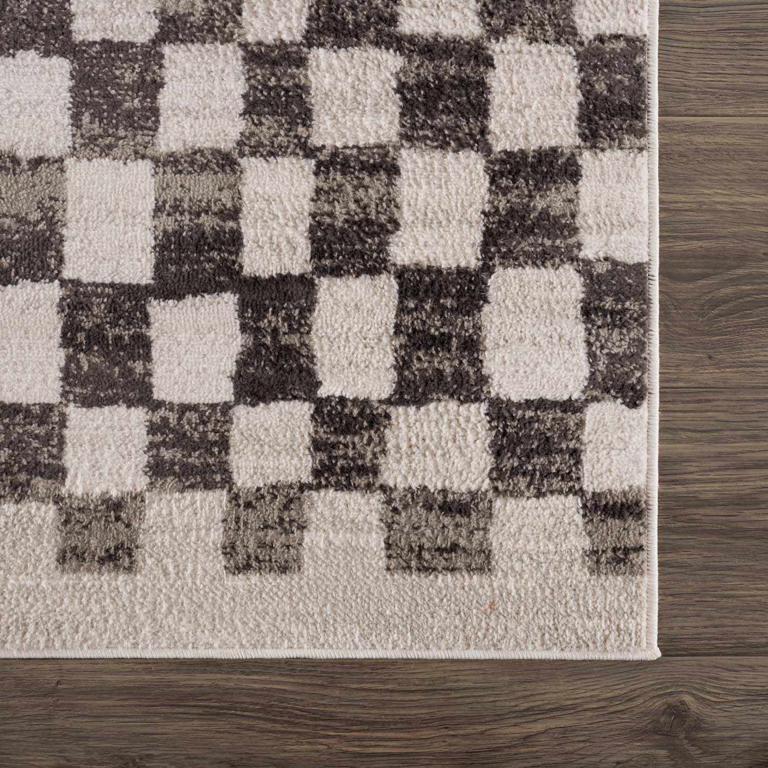 Benjy Cream & Charcoal Checkered Area Rug