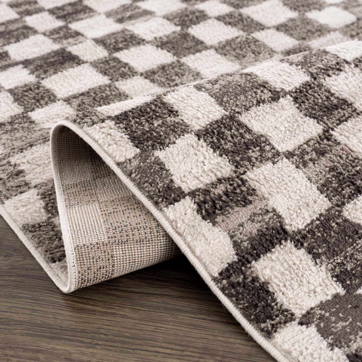 Benjy Cream & Charcoal Checkered Area Rug