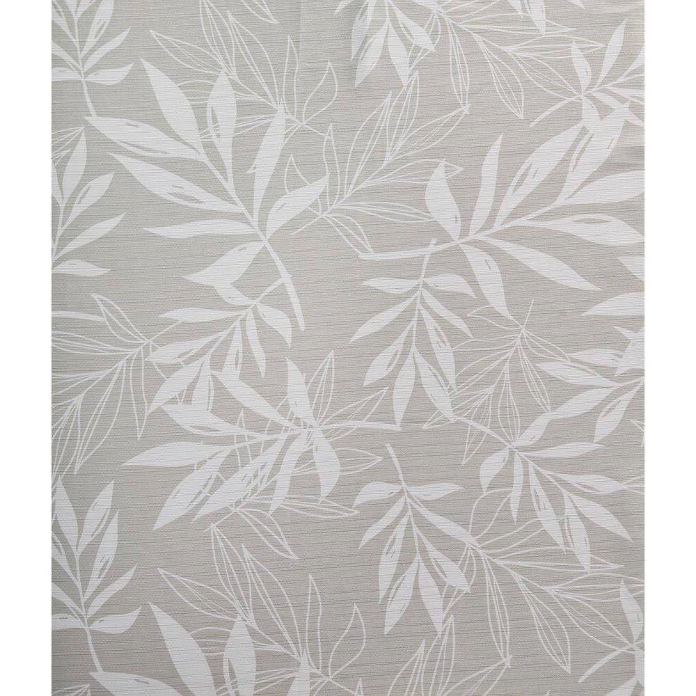 72-inch Polyester Fabric Shower Curtain with Taupe Gray White Leaves Pattern-1