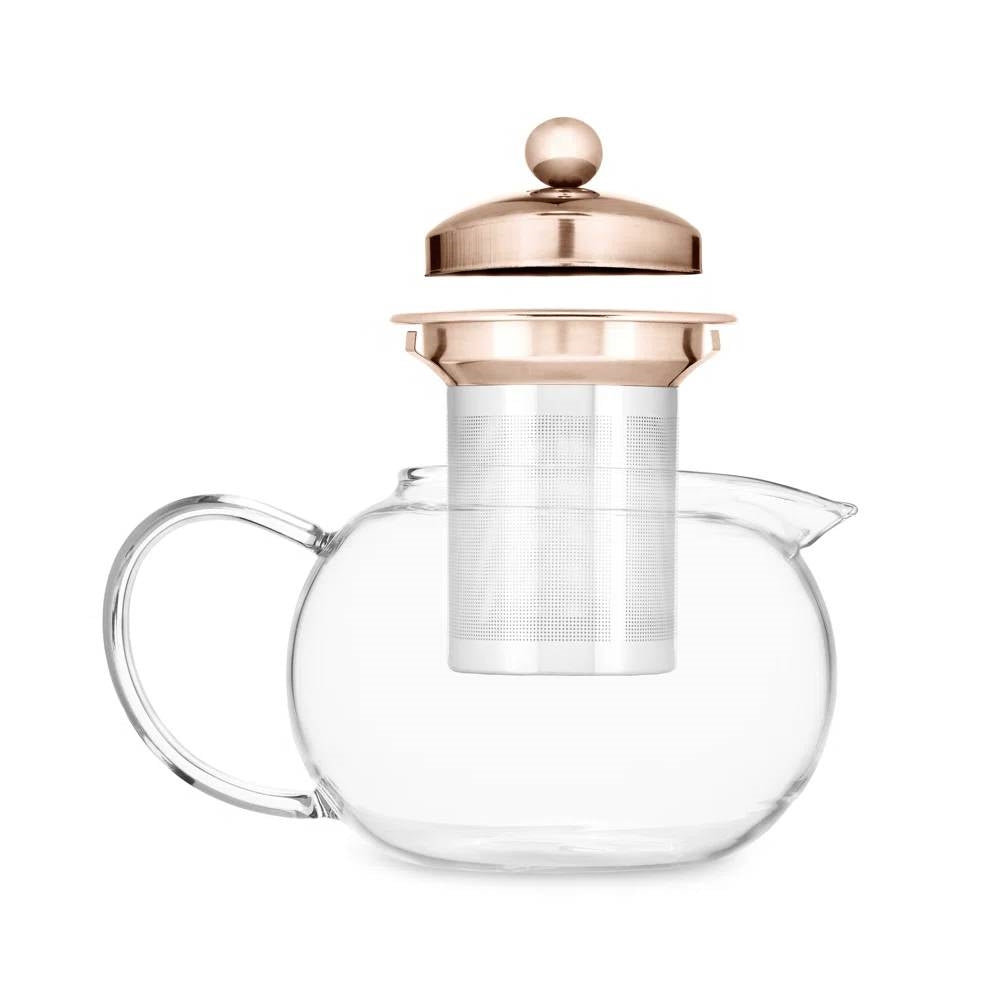 28 oz Glass Teapot with Removeable Rose Gold Stainless Steel Infuser-1