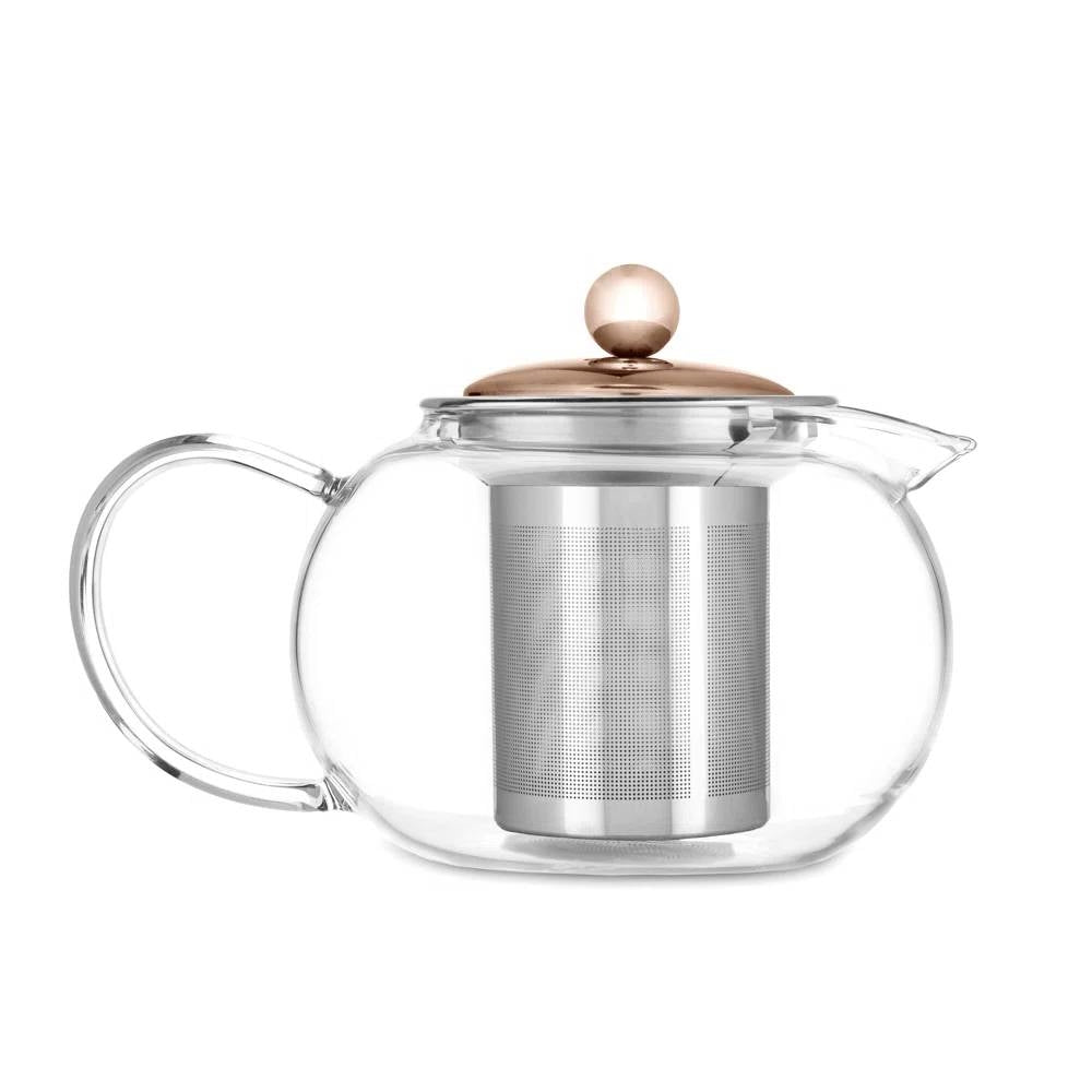 28 oz Glass Teapot with Removeable Rose Gold Stainless Steel Infuser-2