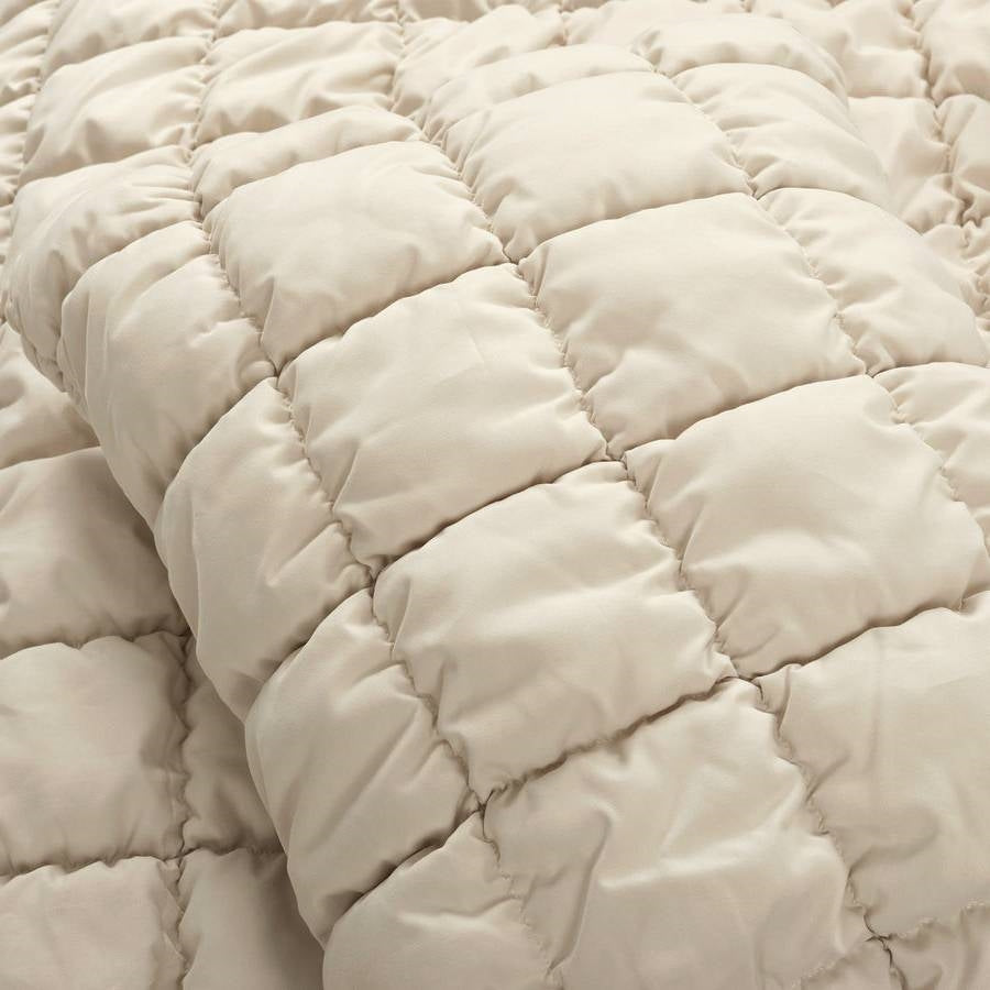 Twin/XL Soft Lightweight Puff Textured 2-Piece Comforter Set in Neutral Tan-2