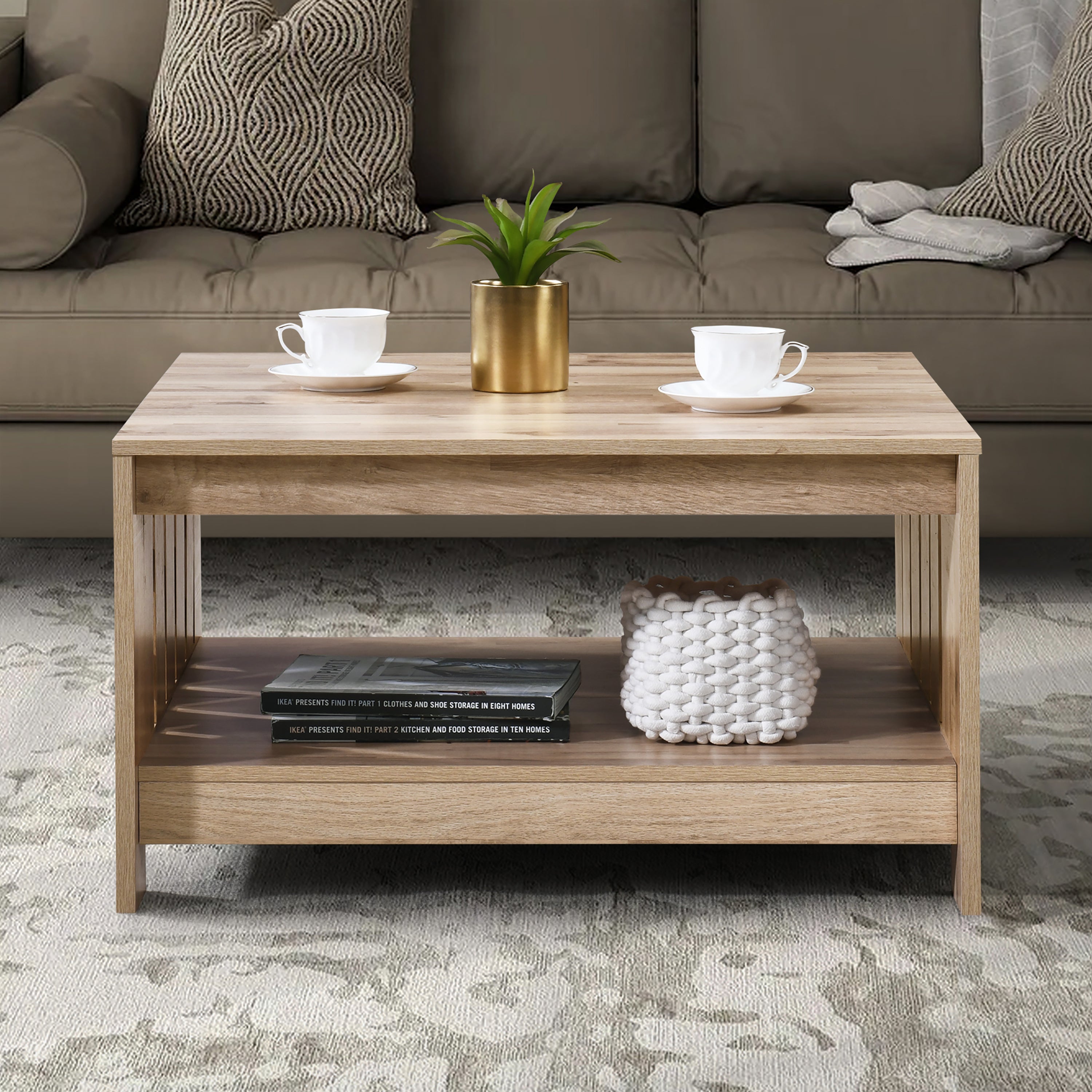 31.5 inch Square Wood Coffee Table