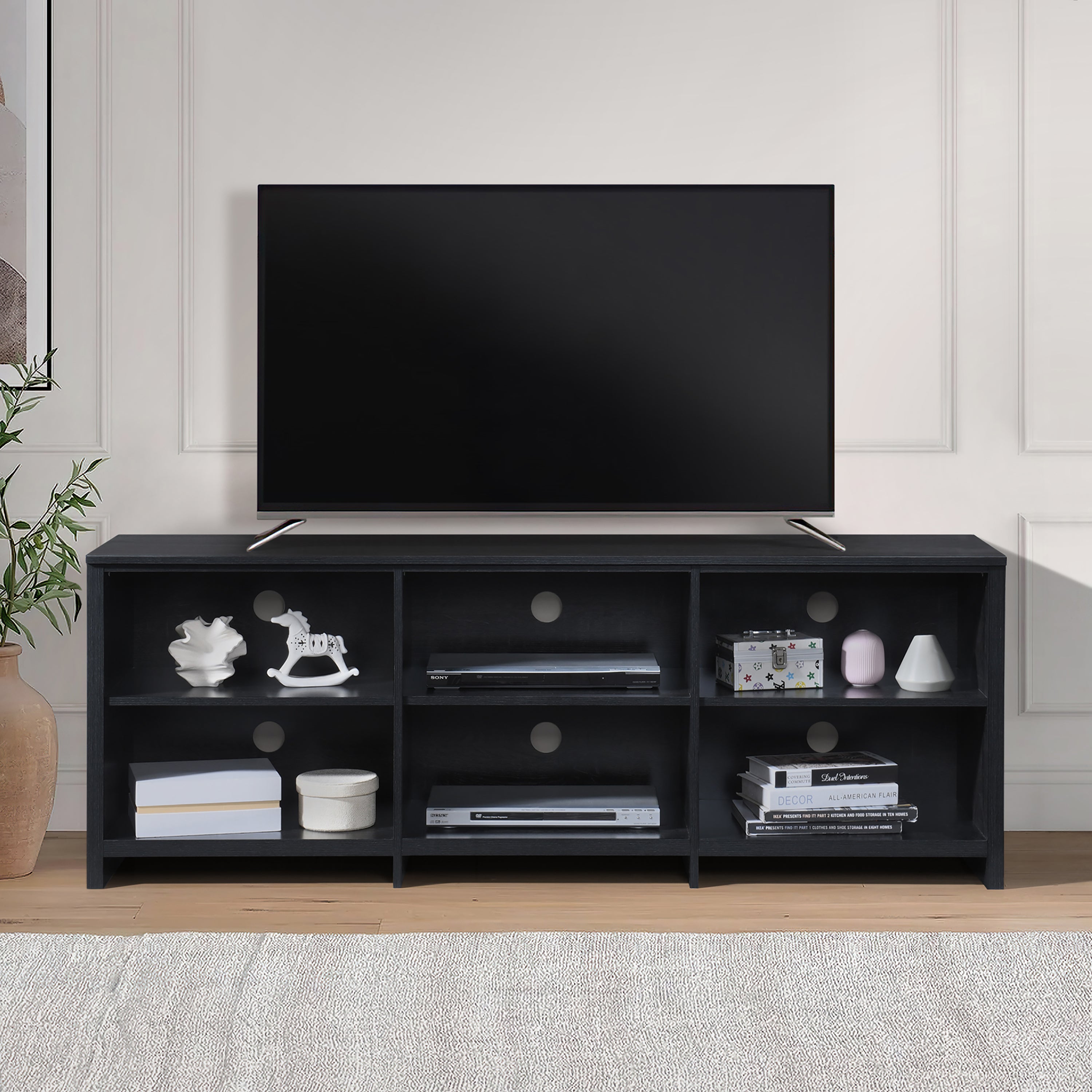 65 in.TV Stand with 6 Storage Shelves Fits TV's up to 70 in.