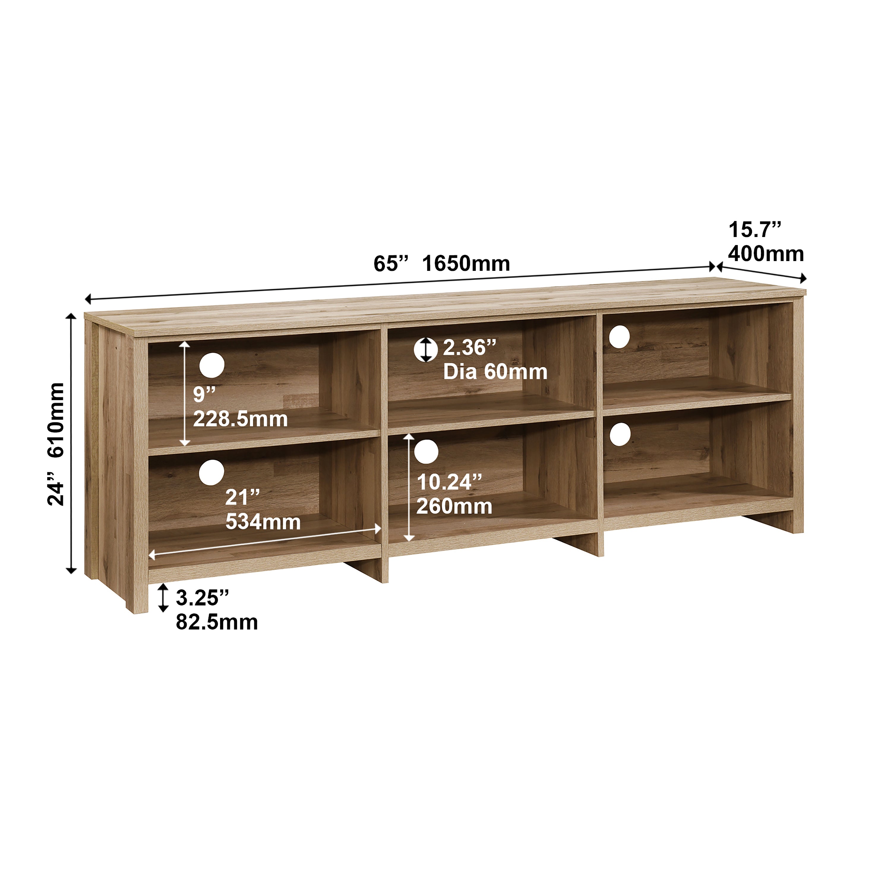 65 in.TV Stand with 6 Storage Shelves Fits TV's up to 70 in.