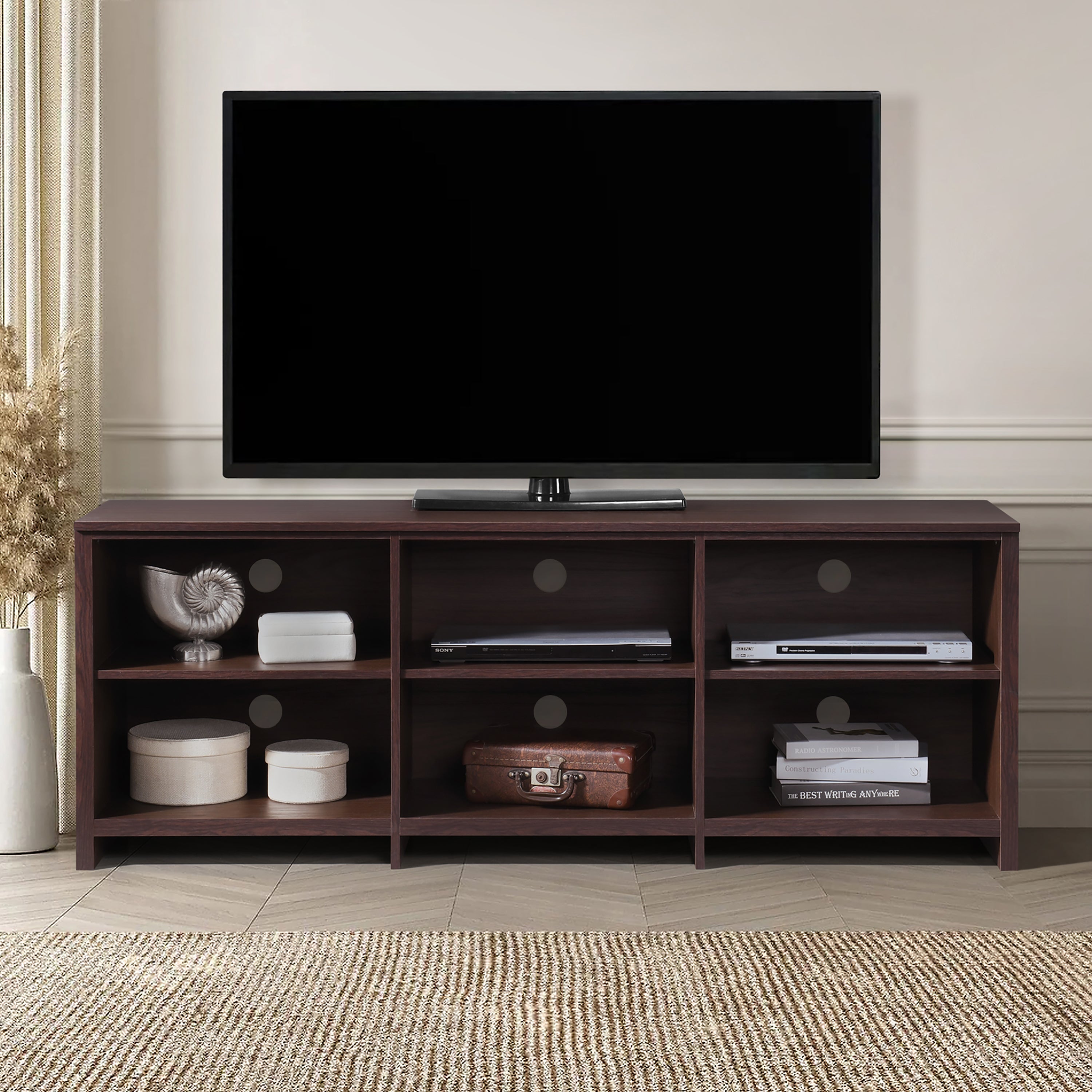 65 in.TV Stand with 6 Storage Shelves Fits TV's up to 70 in.