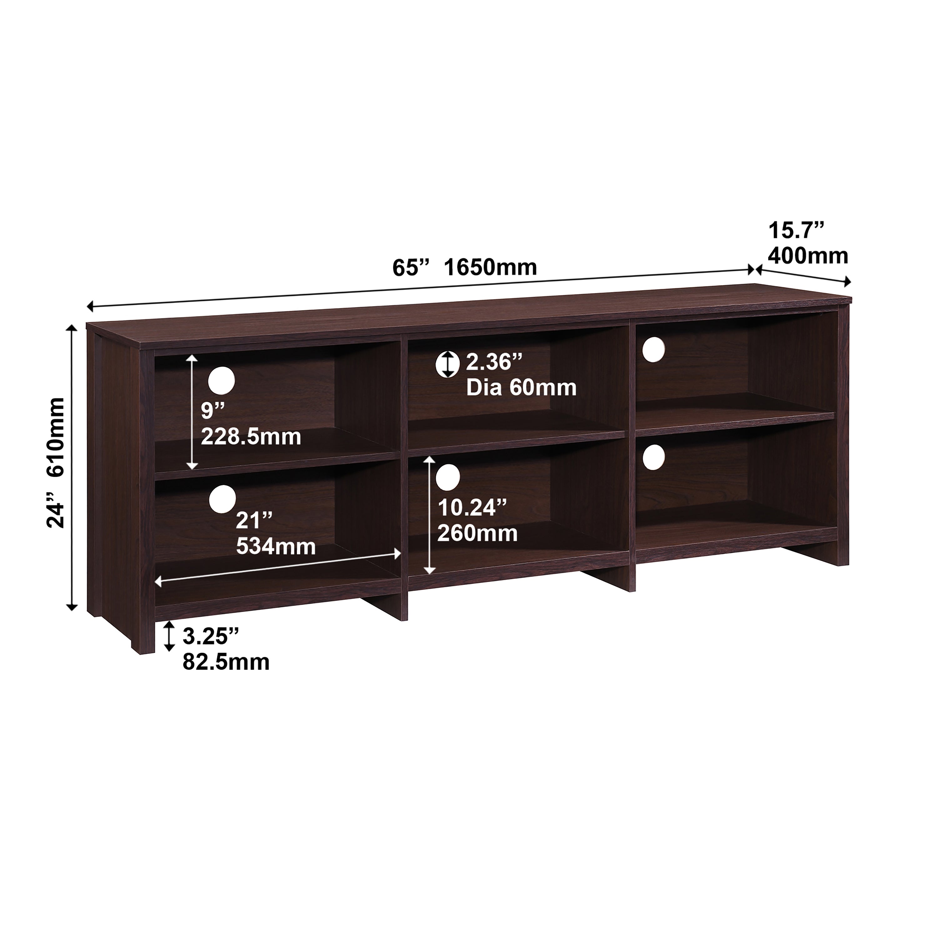 65 in.TV Stand with 6 Storage Shelves Fits TV's up to 70 in.