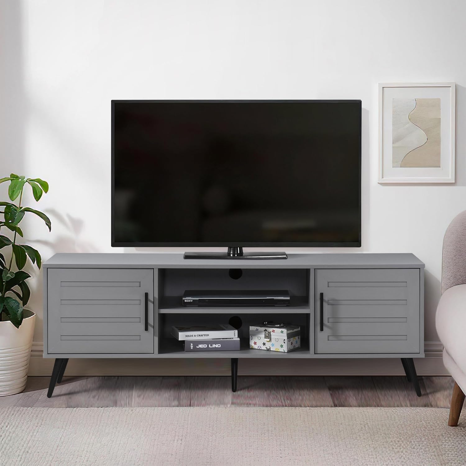 59 in. TV Stand with 2 Storage Cabinets Fits TV's up to 65 in.