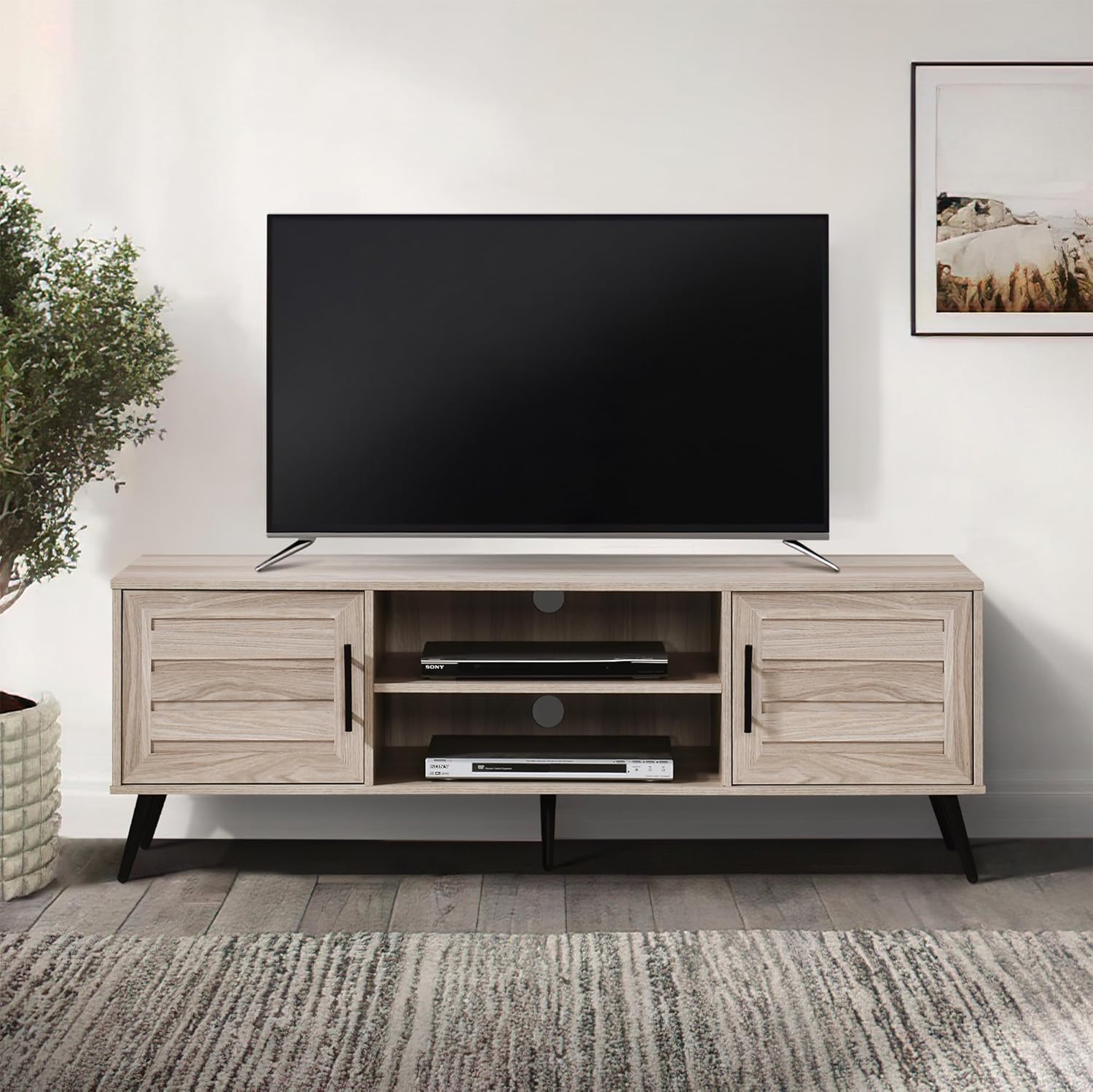 59 in. TV Stand with 2 Storage Cabinets Fits TV's up to 65 in.