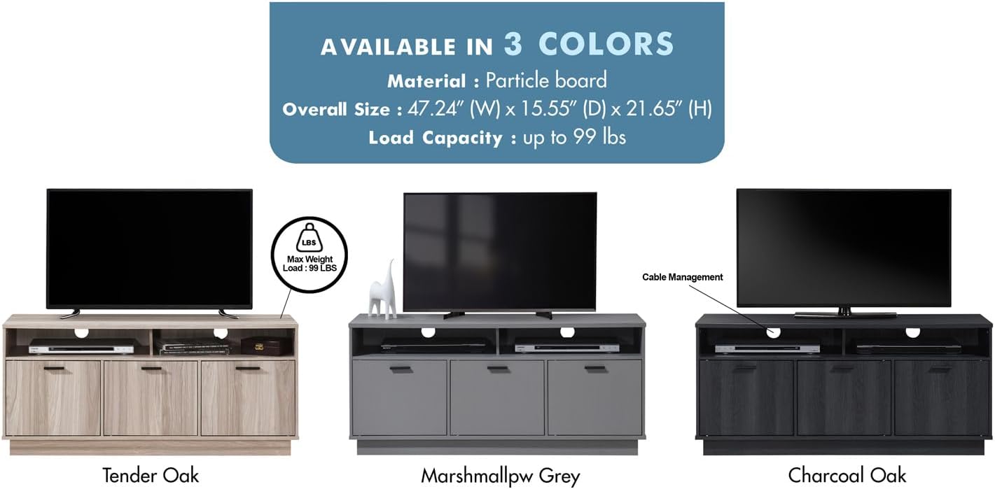 47.24 in. TV Stand with 3 Storage Cabinets Fits TV's up to 55 in.