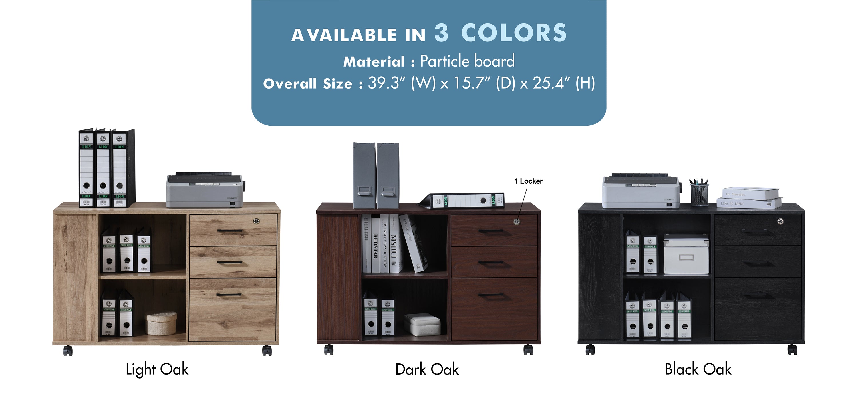 3-Drawer 39.37 in. W Lateral File Cabinet