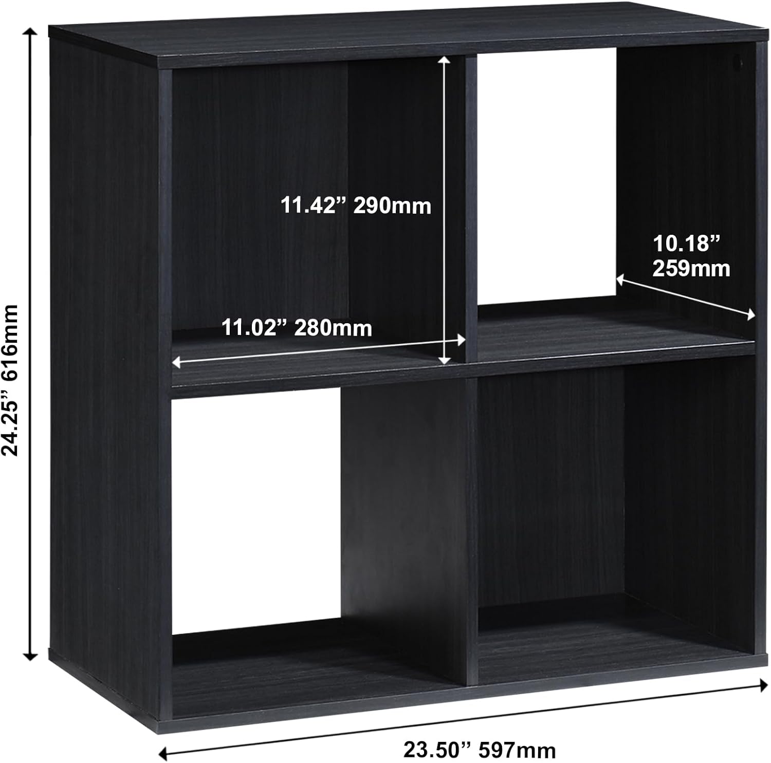 24.25 in. H x 23.5 in. W x 11.61 in. D Espresso Wood 4-Cube Storage Organizer