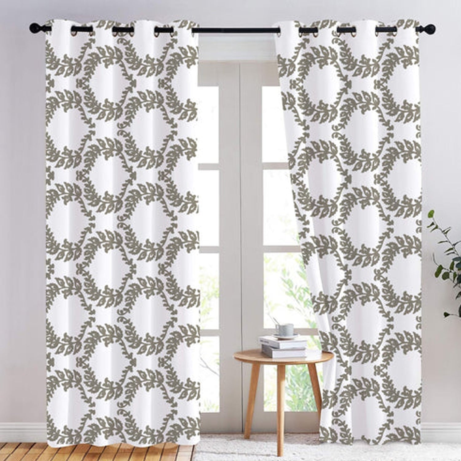 Pandora - Set of 2 Panels Crewel Embroidered Curtains | Linen Cotton Mix | Fully Embroidered | Lined-0