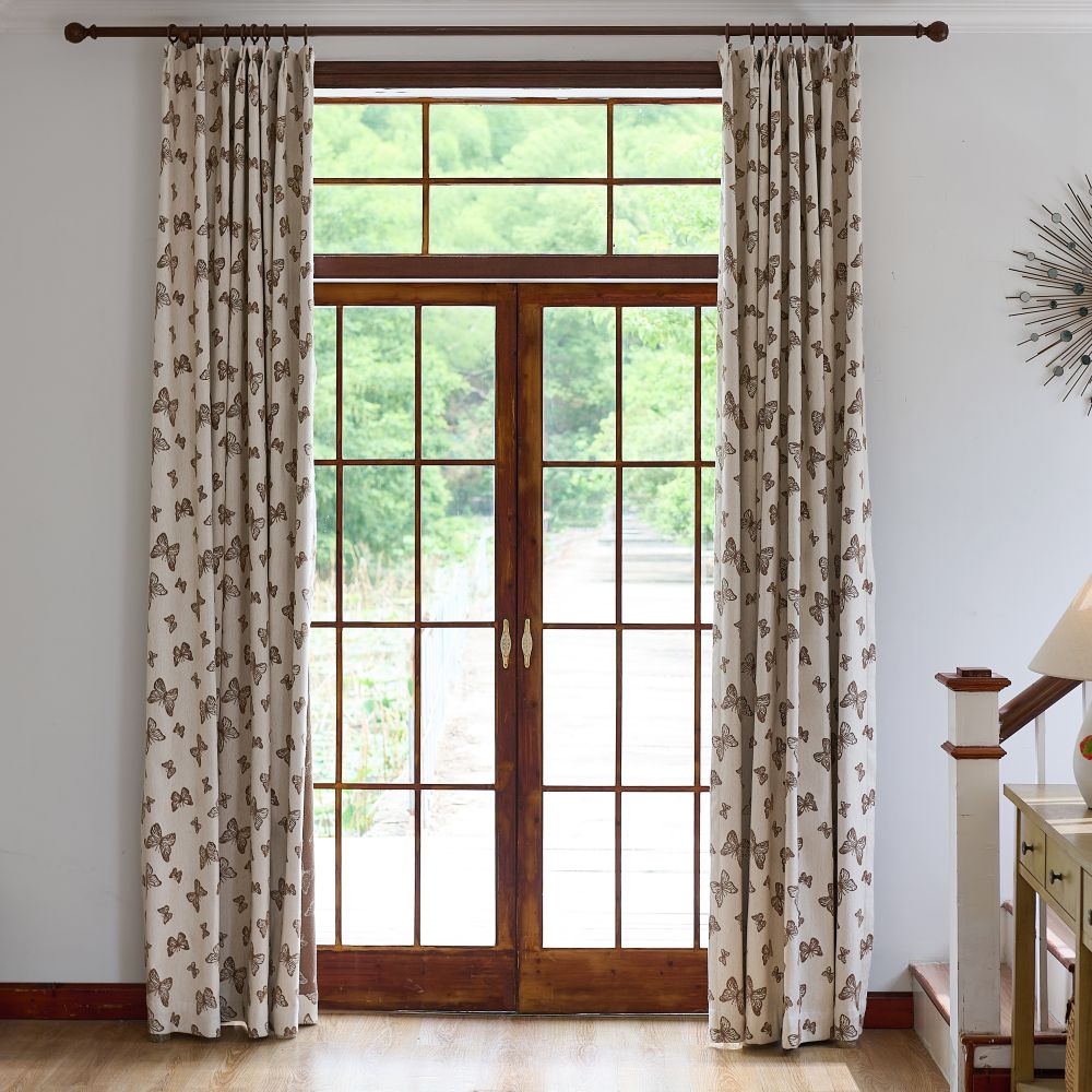 Papillon Brown Butterfly Patterned Jacquard Curtains