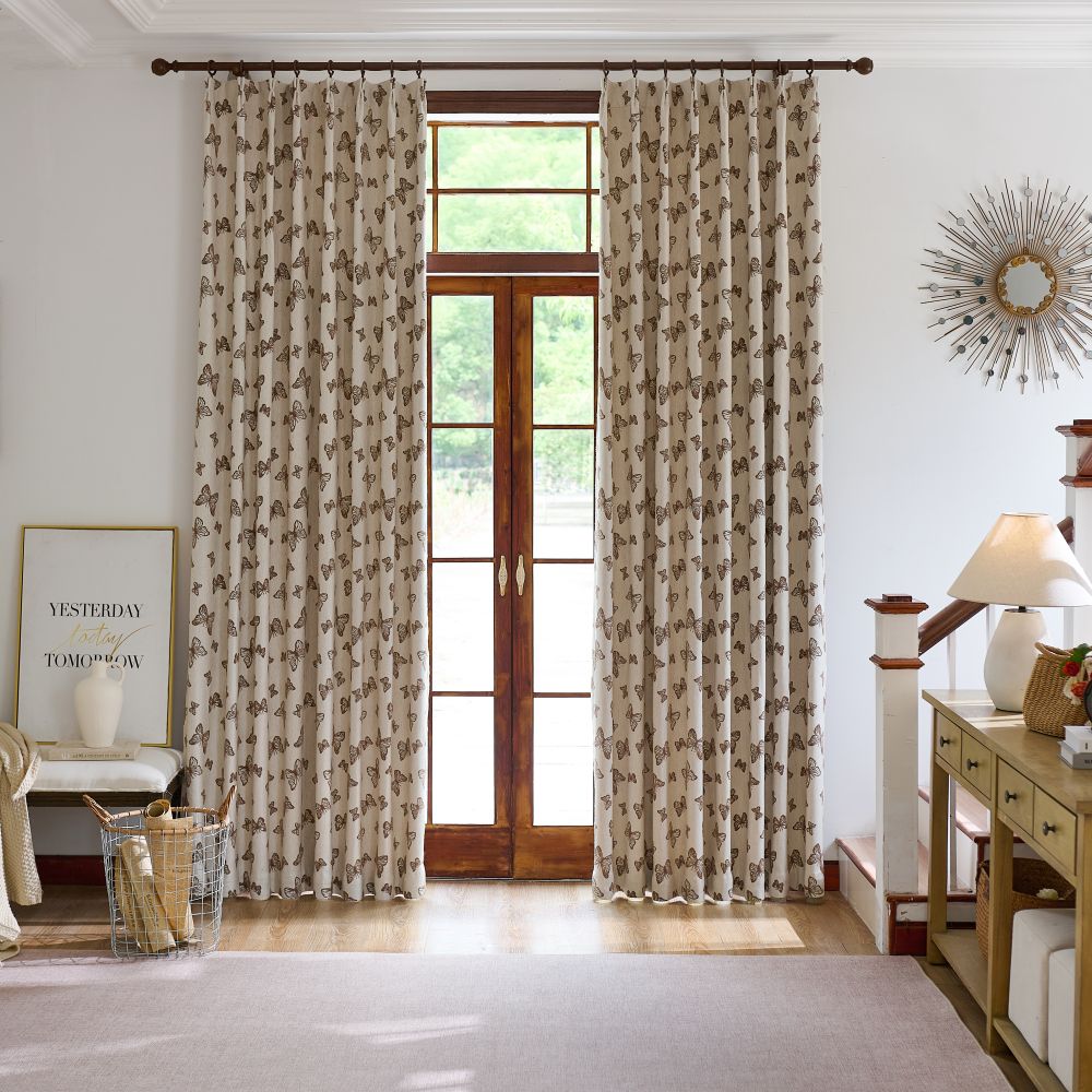 Papillon Brown Butterfly Patterned Jacquard Curtains
