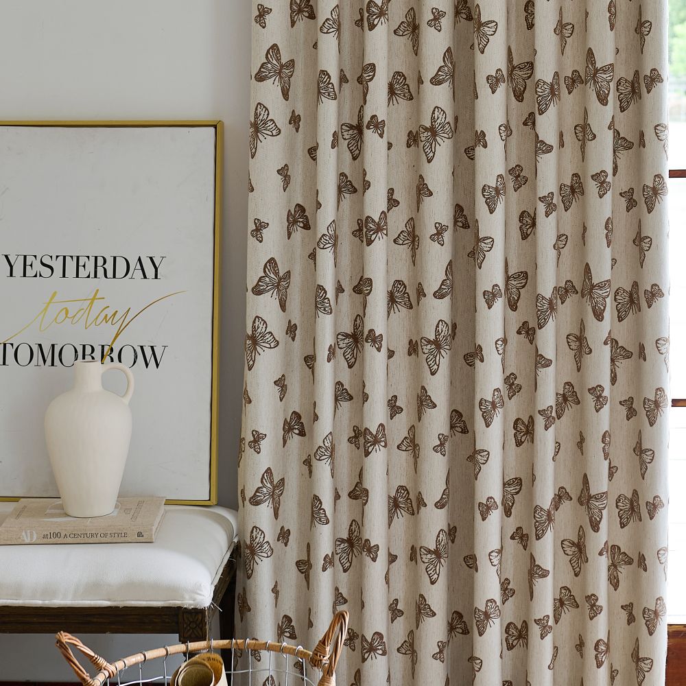 Papillon Brown Butterfly Patterned Jacquard Curtains