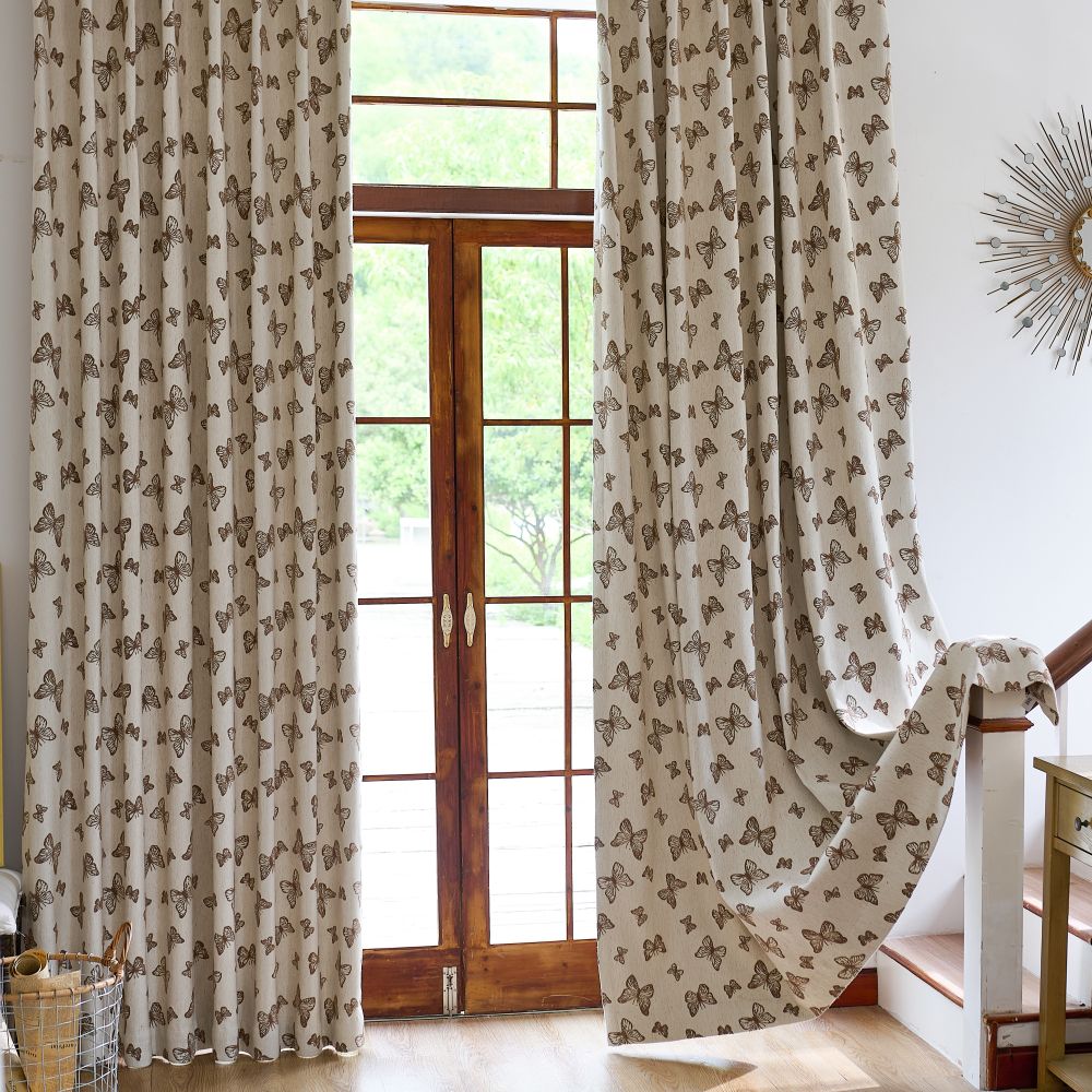 Papillon Brown Butterfly Patterned Jacquard Curtains