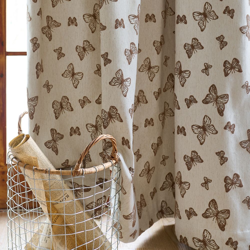 Papillon Brown Butterfly Patterned Jacquard Curtains