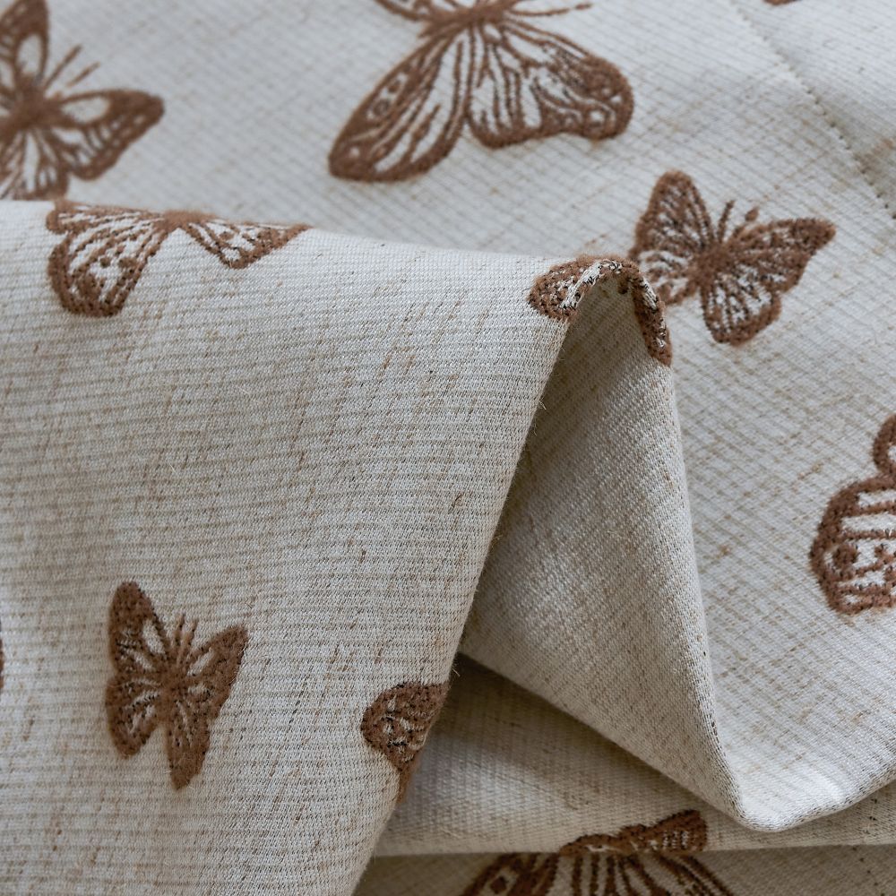 Papillon Brown Butterfly Patterned Jacquard Curtains