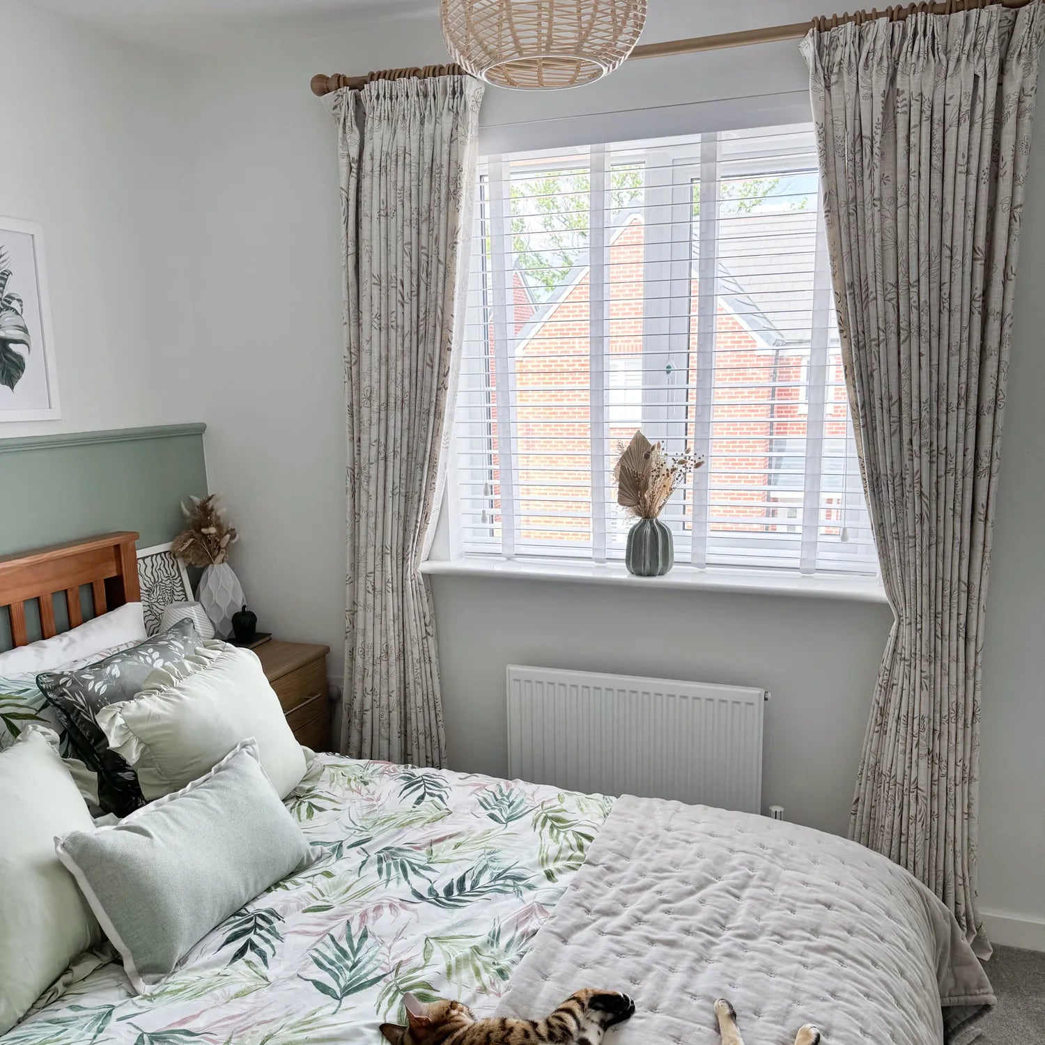 Peggy Subtle Leaf Linen Embroidered Curtains