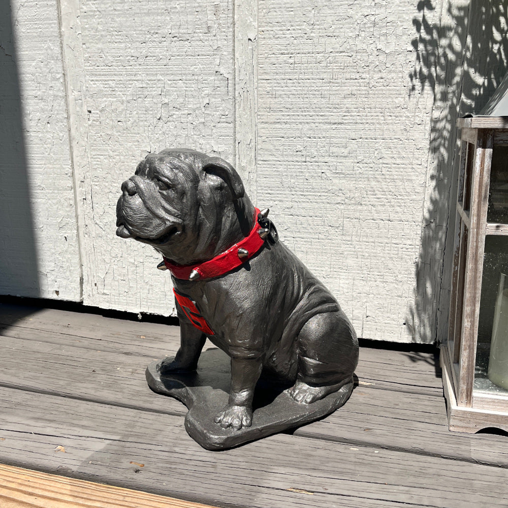 Pewter metal coating, Georgia Bulldogs Mascot Cement Sculpture for Garden, Yard, Home Decor and Porch.