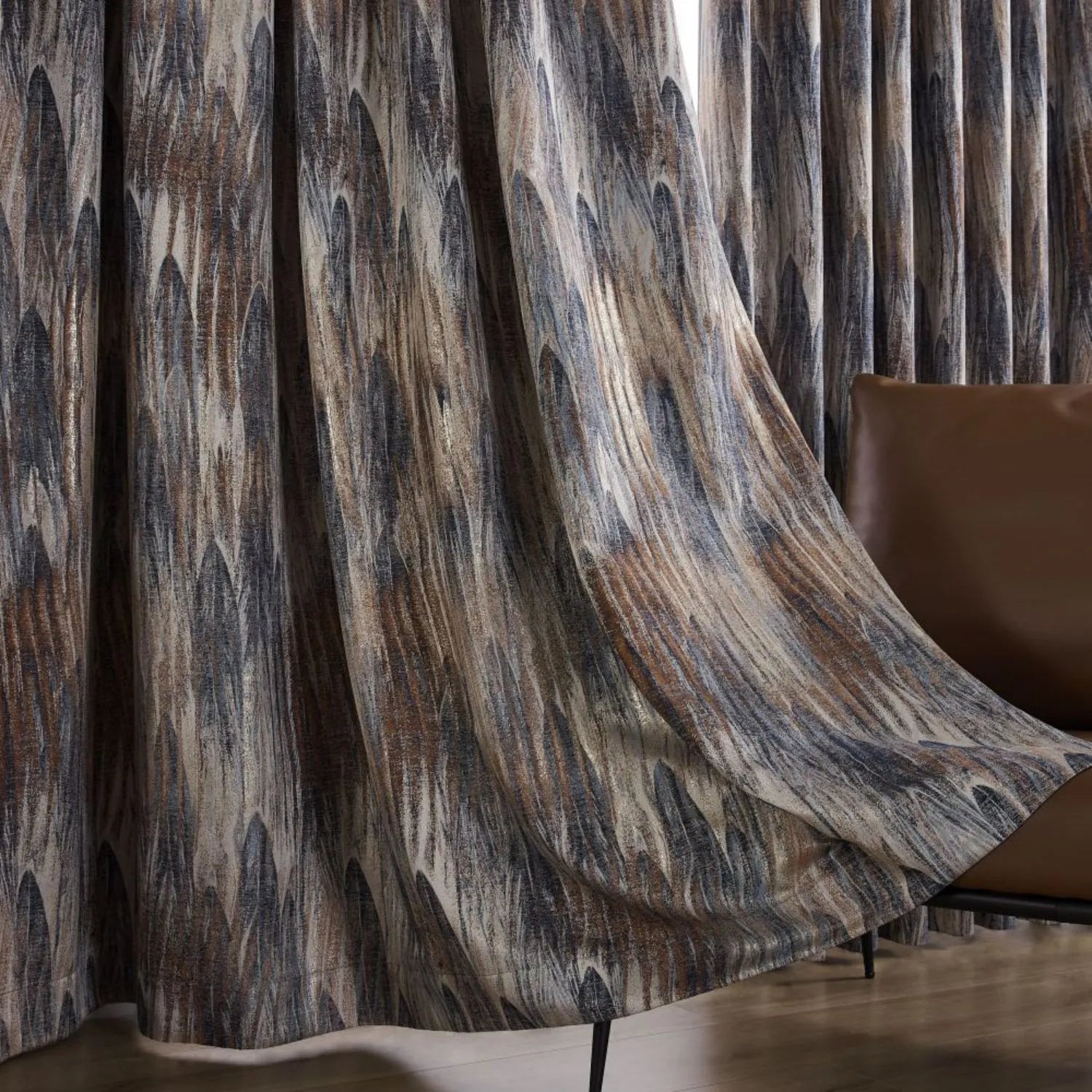 Phoenix Abstract Gradient Curve Jacquard Curtains
