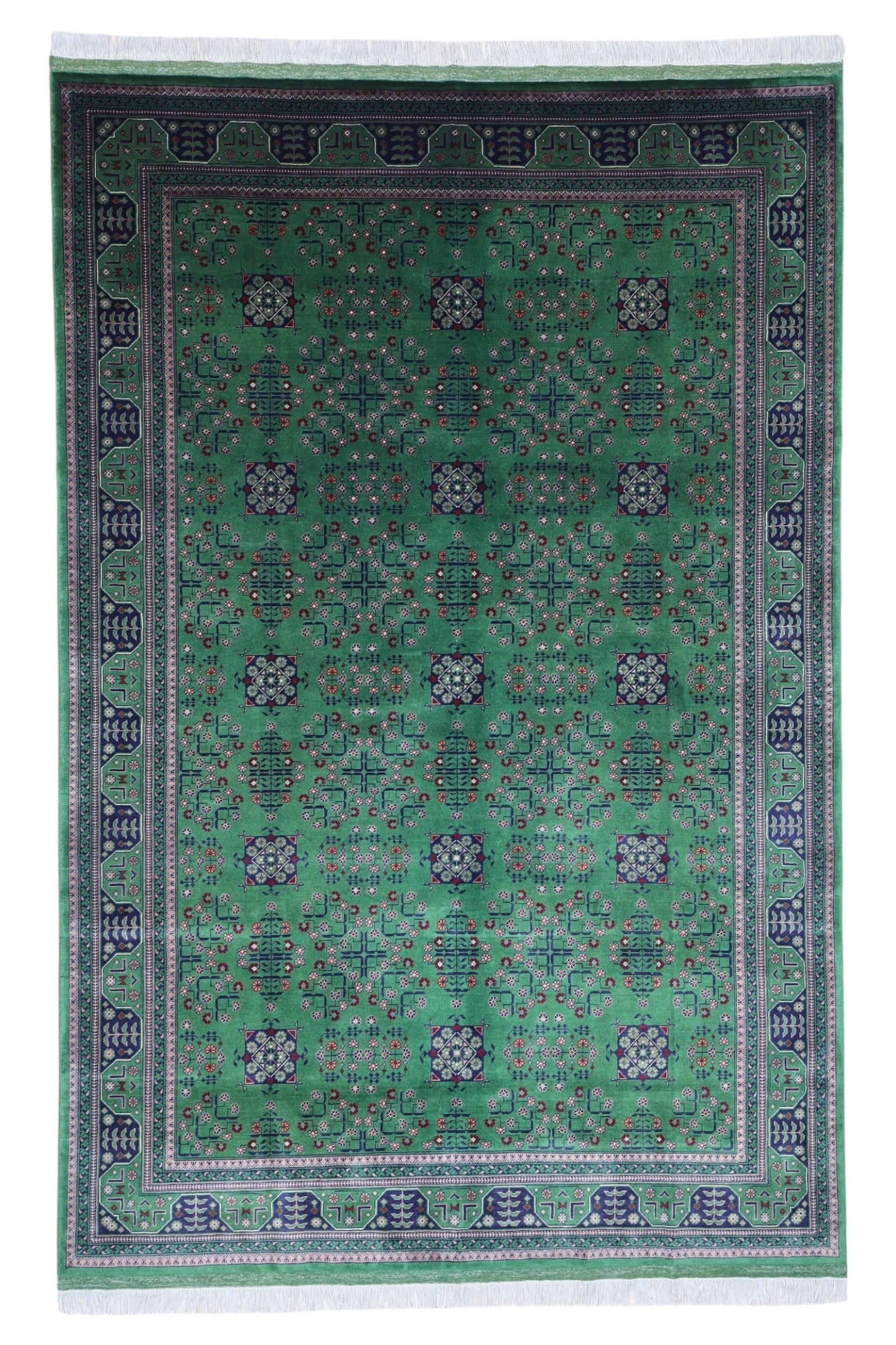 Hand-Knotted Afghani Bukharayi Wool Rug – 6’7″  x  9’9″