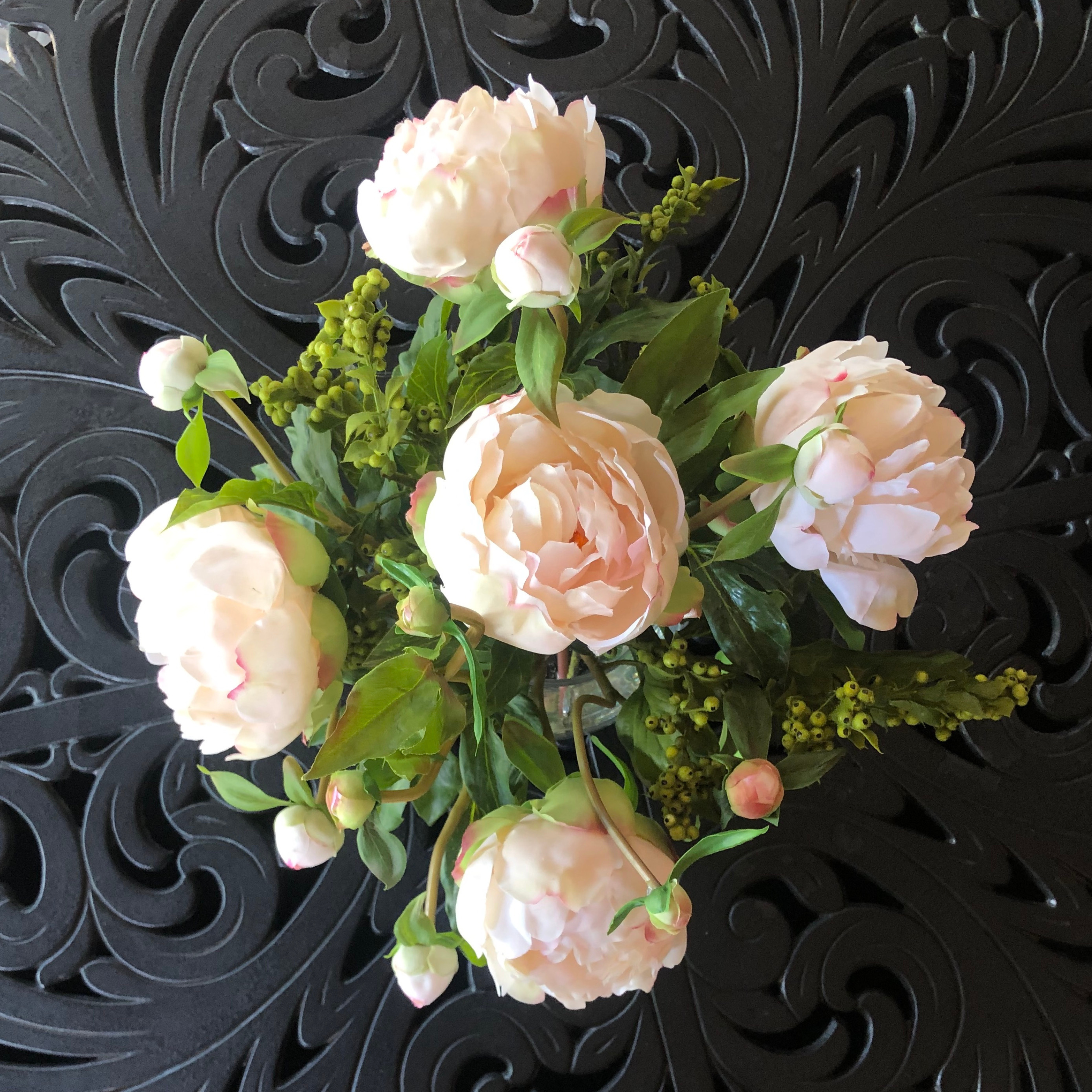 Faux Peony Centerpiece Arrangement in Vase - 13"-2