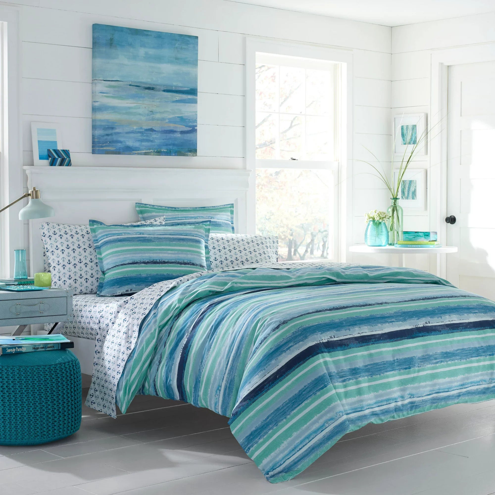 Poppy and Fritz Alex Bedding Collection Stripes Duvet Cover Set, Twin