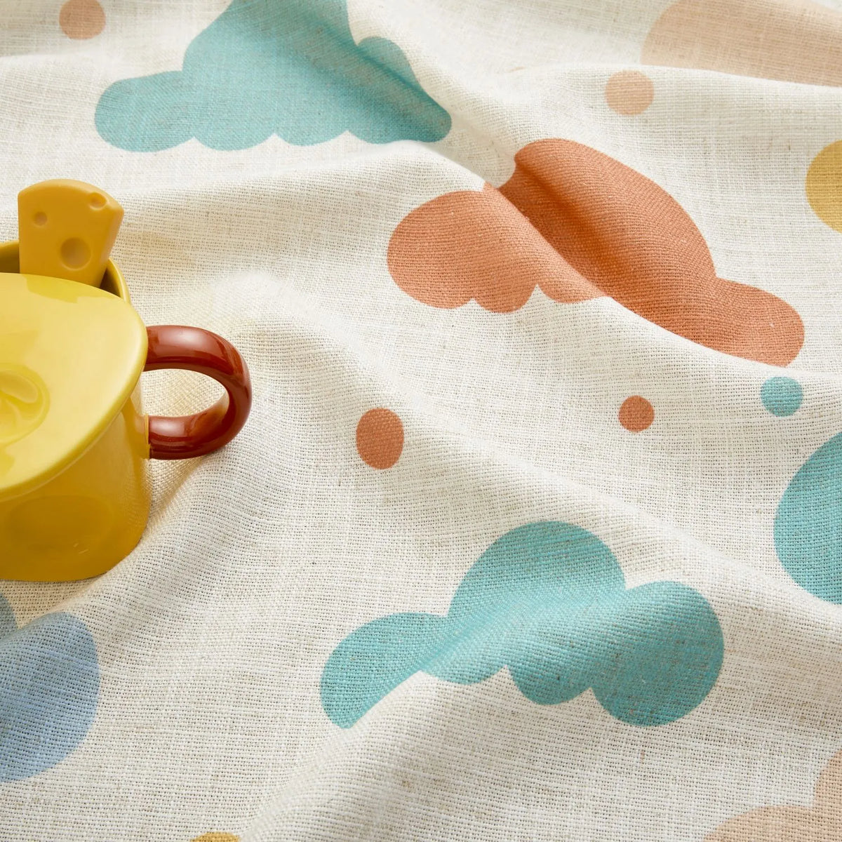 Poppy Colorful Printed Clouds Linen Curtains