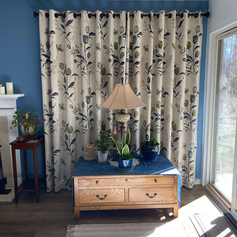 Priya Modern Vintage Floral Cotton Curtains