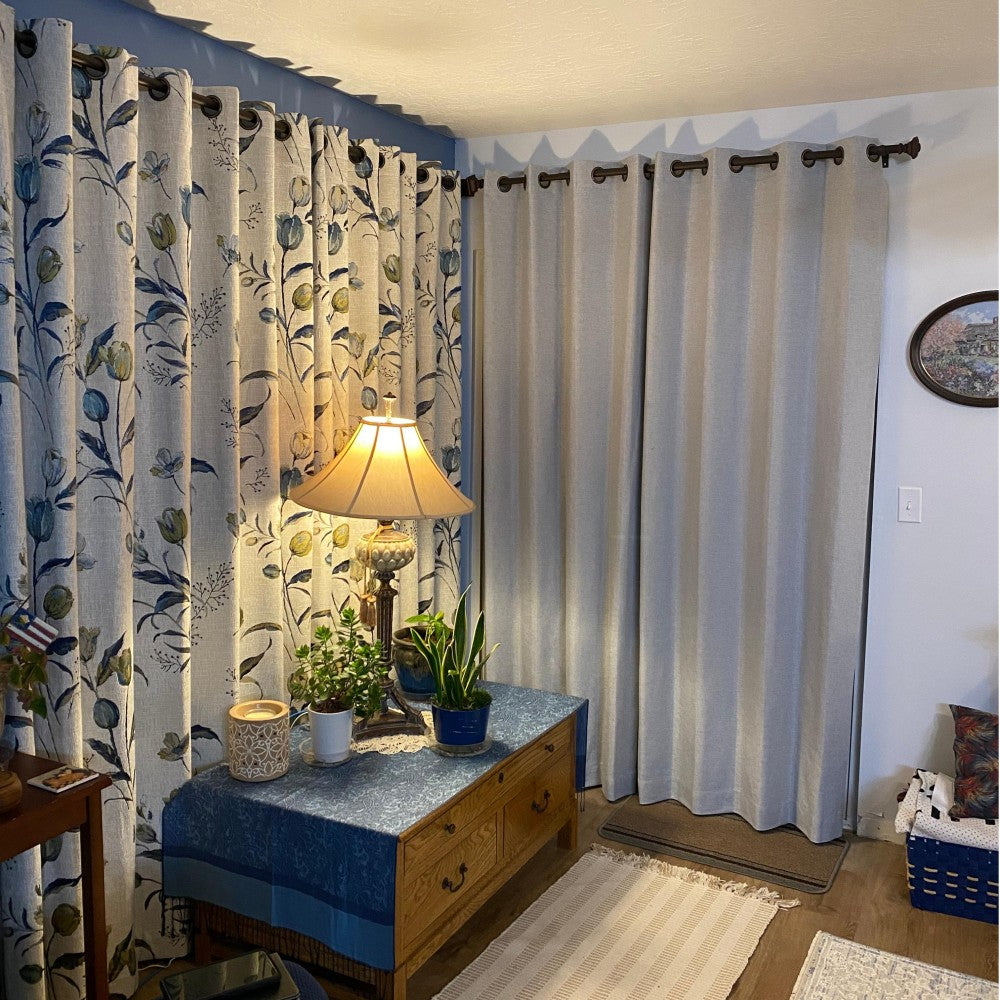 Priya Modern Vintage Floral Cotton Curtains