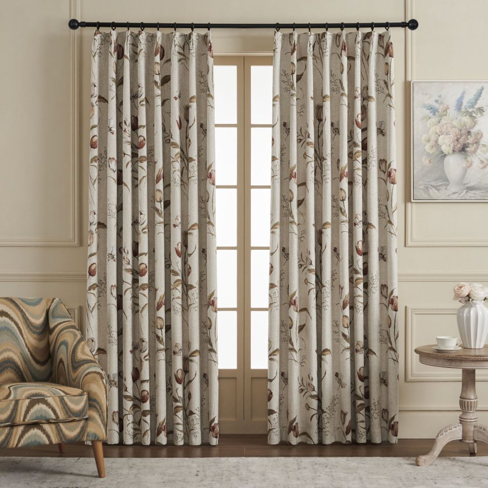 Priya Modern Vintage Floral Cotton Curtains