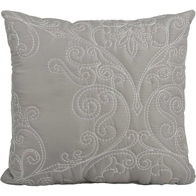 Queen size Ash Grey Damask Embroidered 4 Piece Oversized Bedspread Set-3
